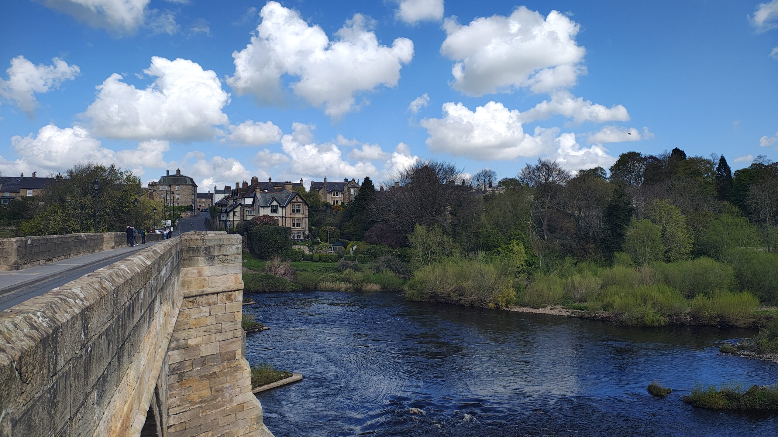 The view into Corbridge in Northumberland from the bridge over the River Tyne.